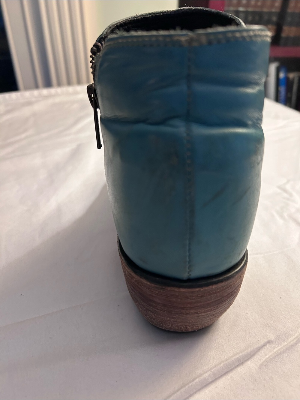 LIBERTY Black Teal Leather Ankle Booties - Picture 11 of 12